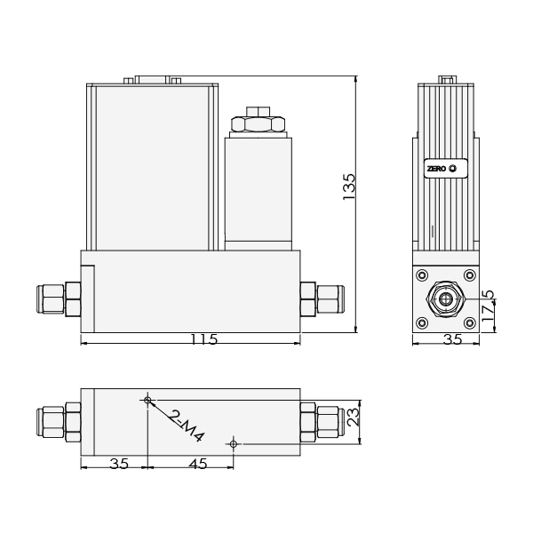 ACU10FA-MC質(zhì)量流量控制器 產(chǎn)品尺寸圖